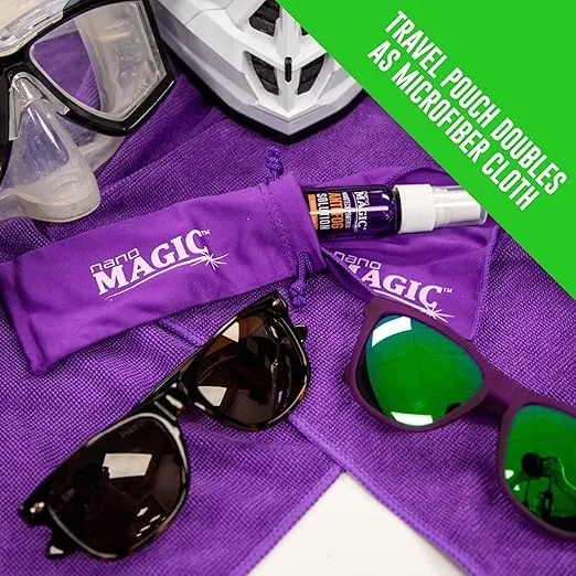 Anti Fog Sport Spray 1 oz Travel Kit, Eyeglasses, Sunglasses, Goggles, Face Shield, Sports, Moisture-Repelling Nano Coating, No Streaks, Microfiber Cloth & Spray Glass, Professional Grade