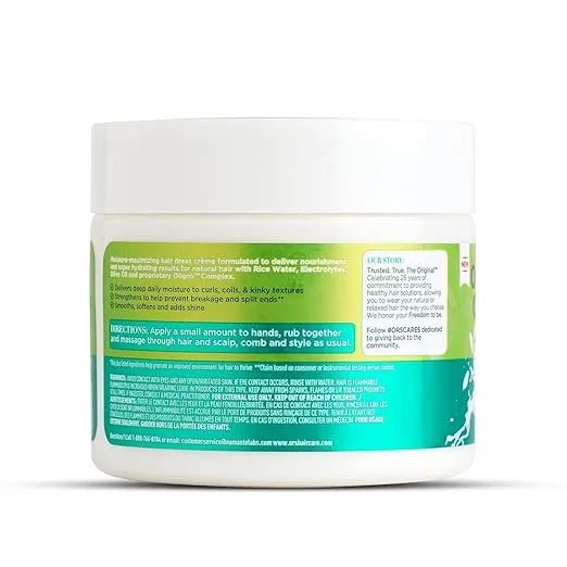 Olive Oil Max Moisture Super Nourishing Daily Curl Crème infused with Rice Water & Electrolytes for Supercharged Hydration & Growth (8.0 oz)