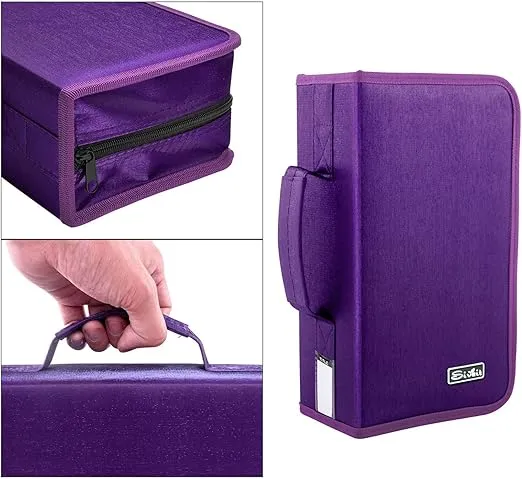 DVD Case Holder, CD/DVD Case Wallet Binder Holder 160 Capacity CD DVD Cases Organizer Portable CD Binder Wallet for Home Travel (Black binder, Purple)