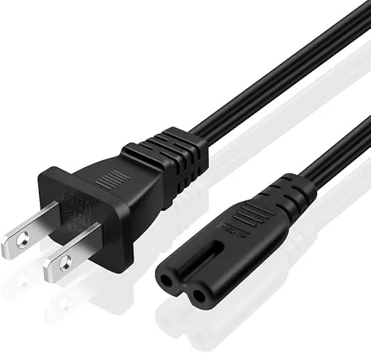 TNP 2 Prong Power Cord NEMA 1-15P to IEC320 C7 Power Cable Replacement for PS5 & PS4, Power Cord for Xbox Series S/X, Xbox One S/X, Printers, Soundbar LG, Samsung, TCL, Apple TV, 1 ft, Black