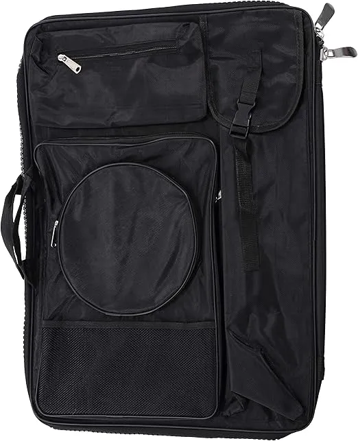 U.S. Art Supply Black Nylon Art Supplies Portfolio Carry Backpack Bag, Size: 19" x 26"