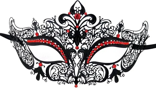 Metal Masquerade Mask for Women - Crown Style Mask with Rhinestones for Mardi Gras, Prom, Halloween, Venetian & Costume Party