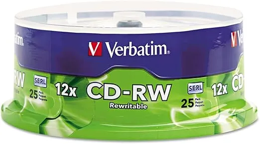 Verbatim CD-RW 700MB 2X-12X Rewritable Media Disc - 25 Pack Spindle