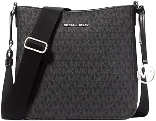 Michael Michael Kors Jet Set Travel Small Signature Logo Messenger Bag Black PVC