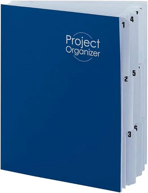 Smead Project Organizer, 10 Pockets, Closed Sides, Preprinted Templates, Reinforced Tabs, Letter Size, Navy/Lake Blue (89200)