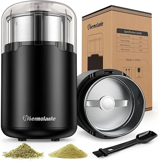 Herb Grinder, Spice Grinder, Coffee grinder, 150 w Electric Herb Grinder with Stainless Steel Blade and Cleaning Brush, Compact Size Electric Grinder for Herb Spices Coffee Nuts Seeds,etc.