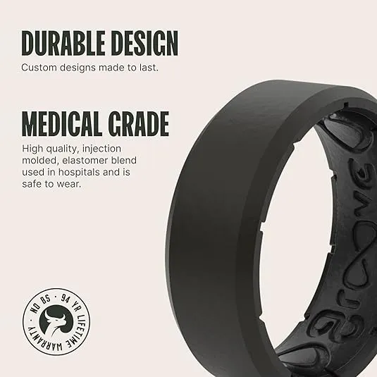 Groove Life Edge Silicone Ring - Breathable Rubber Wedding Rings for Men, Lifetime Coverage, Unique Design, Comfort Fit Ring