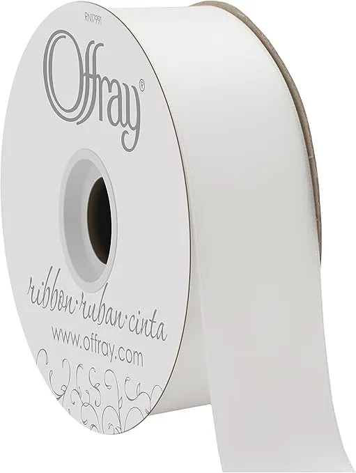 Offray Double Face Satin Craft Ribbon, 1-1/2-Inch Wide by 50-Yard Spool, White