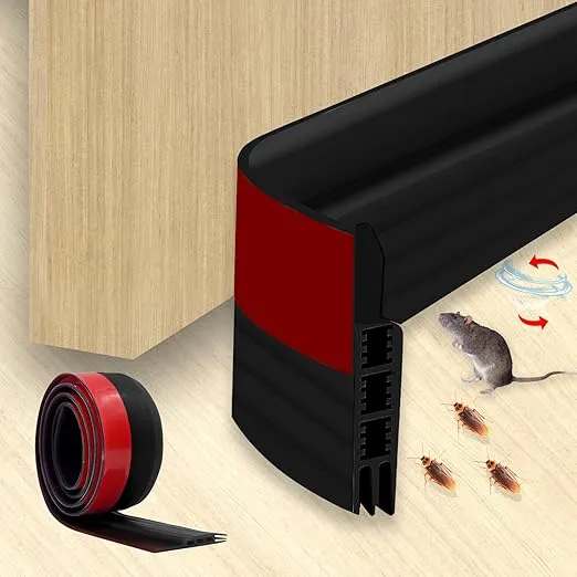 Door Draft Stopper Under Door Seal for Exterior/Interior Doors, Door Sweep Strip Under Door Draft Blocker, Soundproof Door Bottom Weather Stripping, 2 Inch W x 39 Inch L(Black)