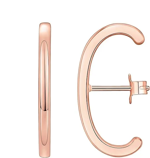 PAVOI 14K Gold Plated 925 Sterling Silver Post Minimalist Suspender Ear Cuff Earrings for Women | Wrap Earlobe Studs