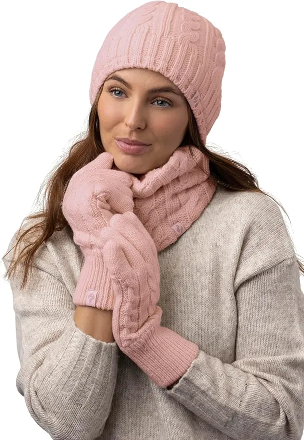 Heat Holders - Ladies thermal winter outdoor fleece insulated hat and gloves set