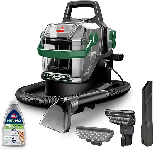 BISSELL® Little Green® Pet Pro Portable Carpet Cleaner Portable Carpet and Upholstery Deep Cleaner, Car/Auto Detailer, with Self-Cleaning Tough Stain Tool, Pet Hair Removal Tool, Crevice Tool (3909)