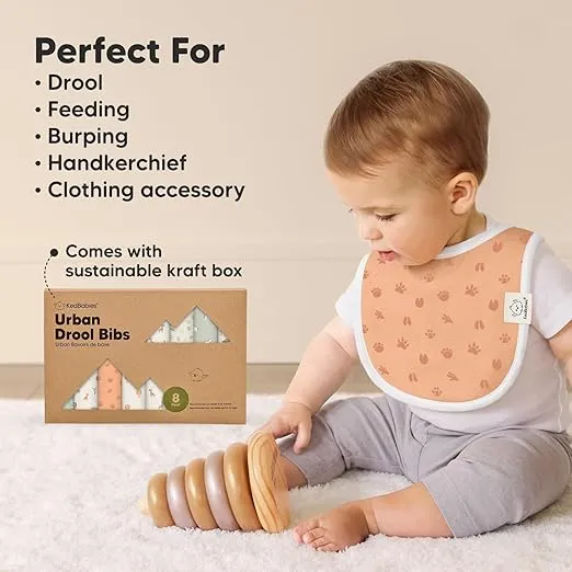 8-Pack Organic Baby Bibs for Boys, Girls - Soft Cotton Drooling and Teething Baby Bibs, Baby Girl Bibs, Baby Boy Bibs, Baby Drool Bibs for Baby Girl, Boy, Newborn Infant Bibs (Wilderness)