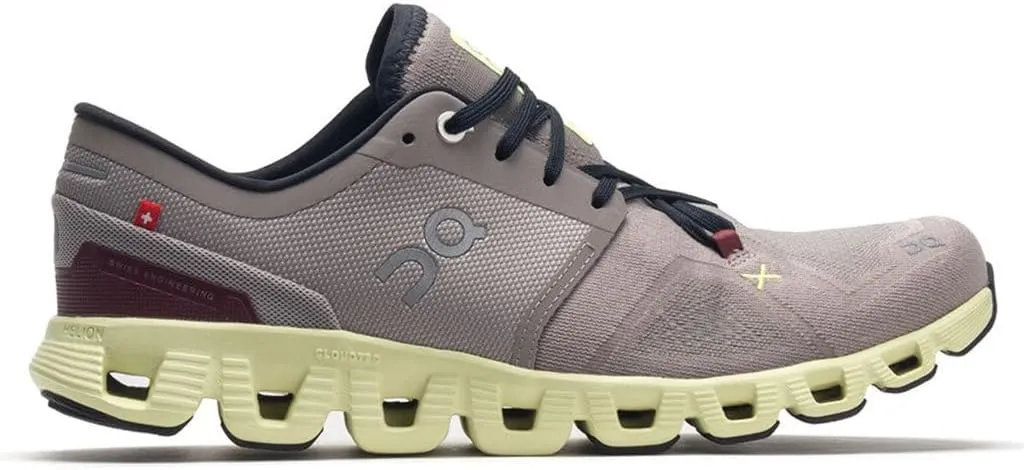 On Mens Cloud X 3 Textile Synthetic Fog Hay Trainers 8 US