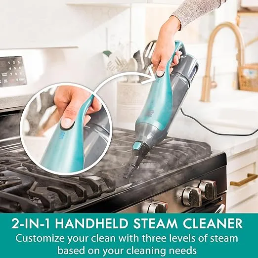 Kenmore SM2050 2-in-1 Steam Mop Hard Floor Cleaner with 2 Modes & 2pcs Washable Pads for Carpets, Rugs and Upholstery, Green
