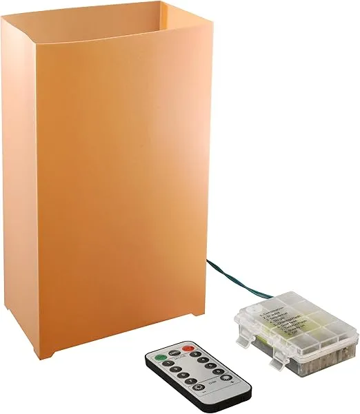 LumaBase Remote Control Battery Operated LED Luminaria Kit, Tan - Set of 6
