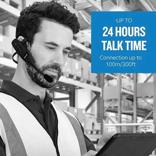 BlueParrott C400-XT Voice-Controlled Bluetooth Headset – Industry Leading Sound with Long Wireless Range, Noise-Cancelling, Extreme Comfort and Up to 24 Hours of Talk Time, Black