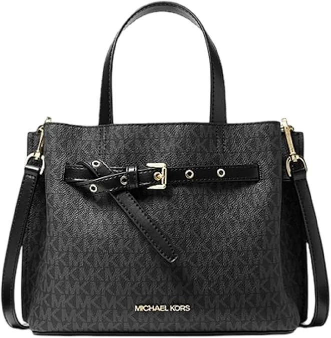 Michael Kors Emilia Small Logo Satchel (Black Signature)