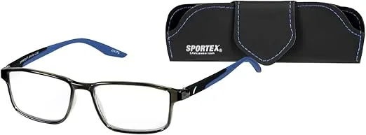 SPORTEX SAV Men's EAR4149 Blue Light Reading Glasses - Flexible, Durable, Lightweight, High-Performance Blue Light Readers for Men, Blue, +2.75