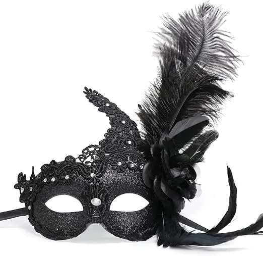 Thmyo Feather Masquerade Mask,Venetian Costume Christmas Party Mask.