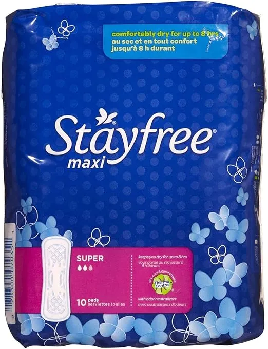Stayfree Maxi Pads, Super - 10 ct