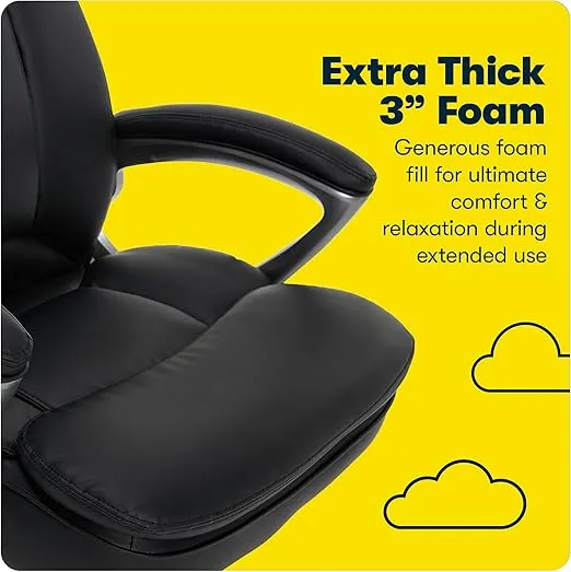 Serta Fairbanks Big and Tall High Back Executive Office Ergonomic Gaming Computer Chair with Layered Body Pillows, Contoured Lumbar Zone, Black