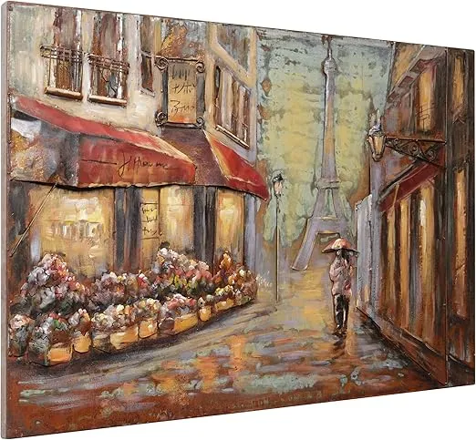 Empire Art Direct Solo in Paris Mixed Media Iron Hand Painted Dimensional Wall Art Ready to Hang, 32" x 48" x 2.0"