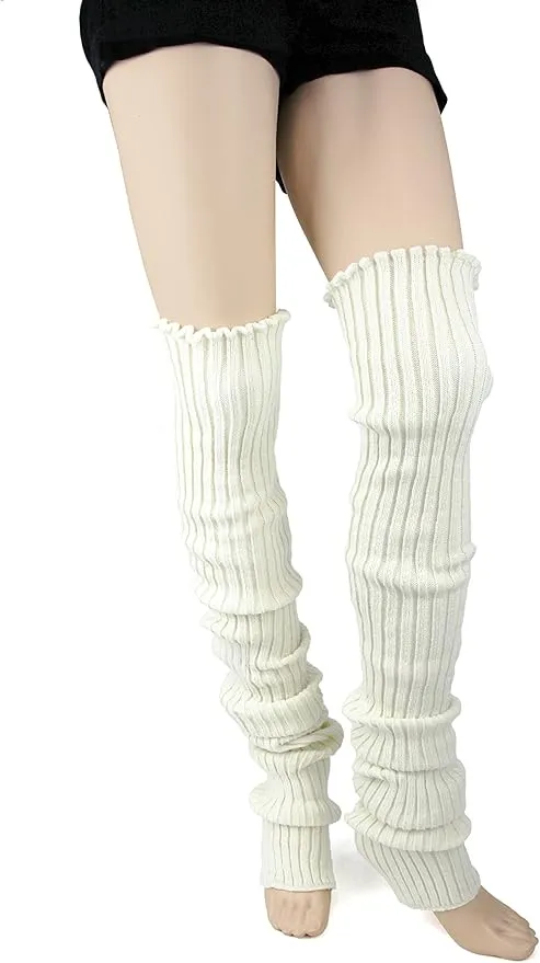 Foot Traffic Women's Cable-Knit Leg Warmers (Ivory, Super Long)
