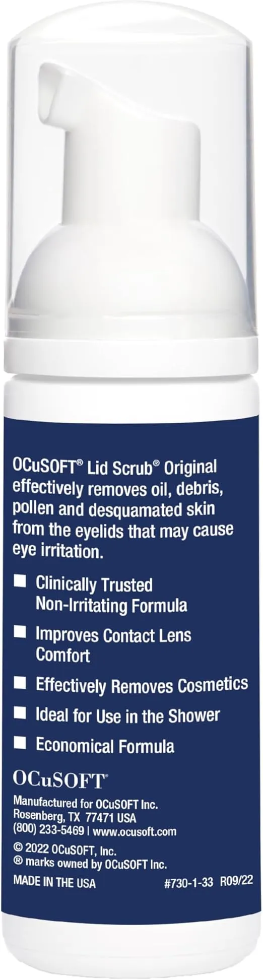 OCuSOFT Original Foaming Eyelid Cleanser - Mild Instant Foam to Remove Oil, Dust, Pollen & Makeup - 1.68 fl oz