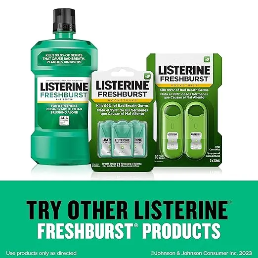 Listerine Freshburst Pocketpaks Breath Strips, Dissolving Breath Freshener Strips Kill 99% of Germs that Cause Bad Breath, Portable for On-the-Go, Minty Flavor, 24-strips (Pack of 1)