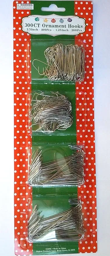 Silver Metal Ornament Hooks Pack Of 300