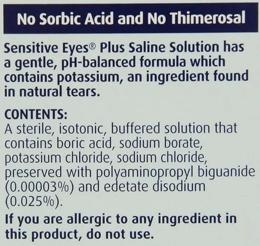 Sensitive Eyes Plus Saline Solution, 12 oz