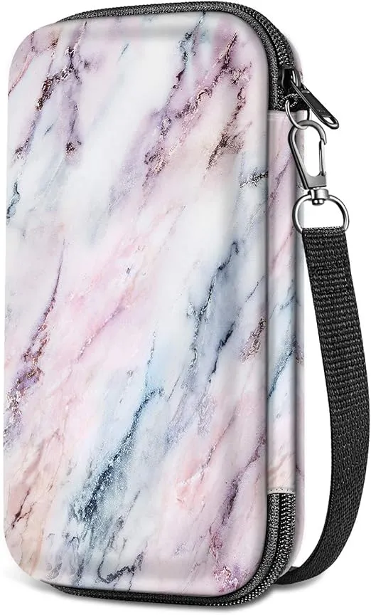 Graphing Calculator Carrying Case for TI-84 Plus CE, Fintie Hard EVA Shockproof Protective Box for TI-84 Plus/TI-83 Plus CE/Casio fx-9750GII (Marble Pink)