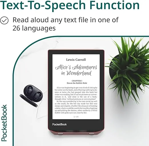PocketBook Verse Pro E-Reader Waterproof | Eye-Friendly 6'' E-Ink Carta™ HD Touchscreen | Audio-Book & E-Book Reader | Text-to-Speech Function | SMARTlight | 16GB | WiFi & Bluetooth | Red