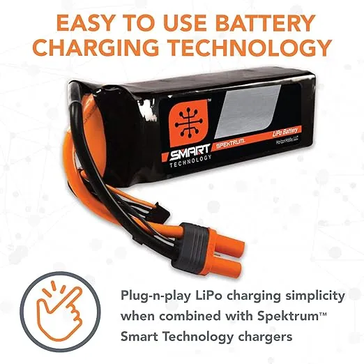 Spektrum Smart RC LiPo Battery Pack: 3200mAh 3S 11.1V 30C with IC3 Connector (EC3 Compatible), SPMX32003S30 , Black
