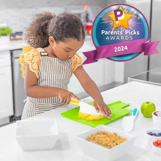 Tovla Jr. Knives for Kids 3-Piece Kitchen Cooking and Baking Knife Set: Montessori Children's Knives in 3 Sizes & Colors/Firm Grip, Serrated Edges, BPA-Free Kids' Toddler Knives (colors vary)