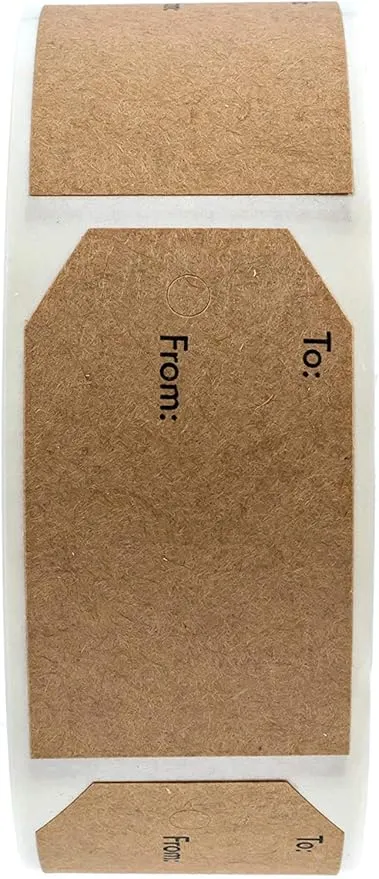 1.15" x 2" Natural Brown Kraft to and from Gift Tag Stickers / 500 Brown Kraft to from Present Labels/Christmas Holiday Present Labels/Made in The USA