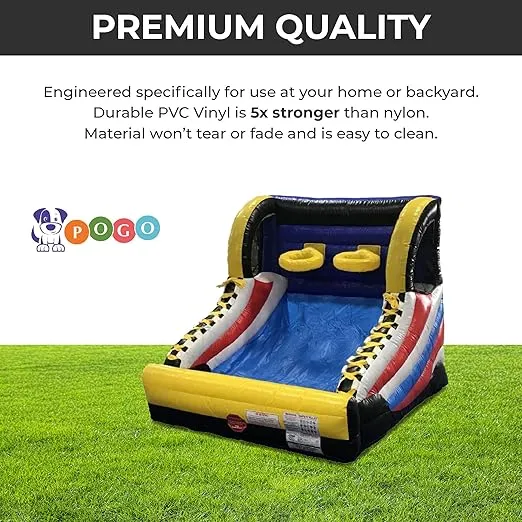 Pogo Bounce House Basketball Hoop Inflatable for Adults and Kids, Mini Hoop Arcade Style Game for Poolside & Outdoor Party, Backyard Toys, (2) Hoops, (2) Balls, Blower, and Stakes, 9' L x 10' W x 8' H