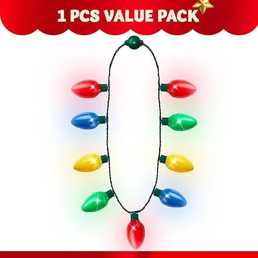 JOYIN 9 Packs Christmas Necklace LED Light Up Necklaces 9 Bulbs LED Necklaces Holiday Party Favor Necklace Costume Accessories for Christmas Xmas Party Favor Party Supply