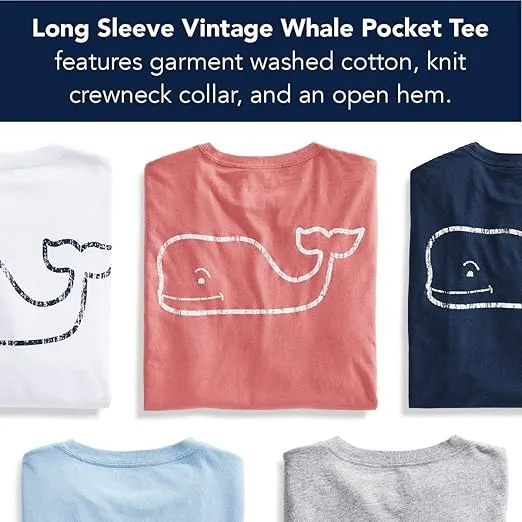 vineyard vines Boys Long-Sleeve Vintage Whale Pocket Tee