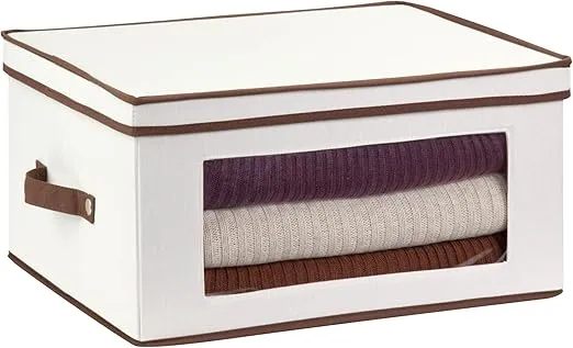 Honey-Can-Do Canvas Window Storage Box with Lid, Natural, 18" x 14" SFT-09203 Natural