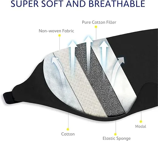 Mavogel Cotton Sleep Mask - Updated Design Light Blocking Sleep Eye Mask, Soft and Comfortable Night Sleeping Mask for Men Women, Eye Blinder for Travel/Sleeping, Includes Travel Pouch, Black