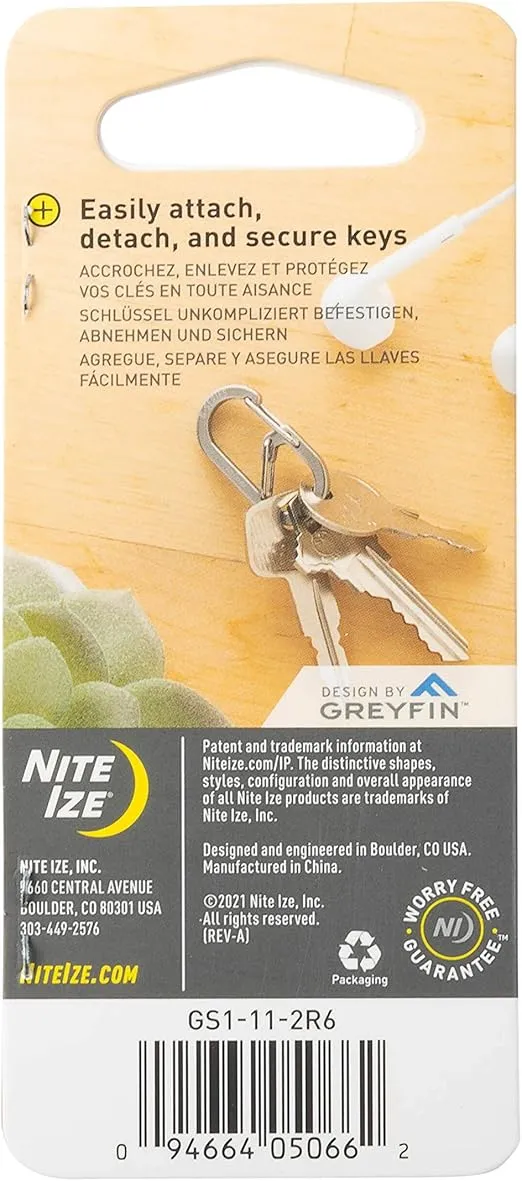 Nite Ize GS1-11-2R6 G-Series Dual Chamber Carabiner, Size #1,Stainless Steel, 2 Count (Pack of 1)