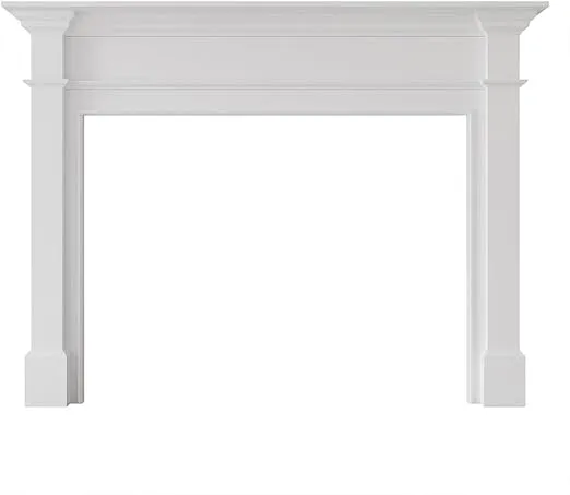 Modern Ember Lakeport Traditional Wood Fireplace Mantel Surround Kit, White with 56 Inch Opening | Elegant Design with Decorative Trim Molding; Includes Wooden Mantel Surround & Shelf