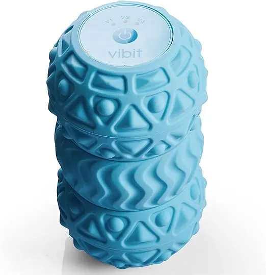 𝗩𝗶𝗯𝗶𝘁 - Vibrating Massager for Plantar Fasciitis, Pain Relief and Sciatica, Foot and Body Portable Massage Roller, Deep Tissue Pain Relief from Feet to Neck, Electric, 3 Vibration Levels (Blue)