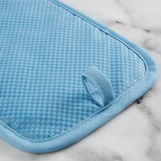 KitchenAid Gingham Pot Holder 2-Pack Set, Blue Velvet, 7"x10"