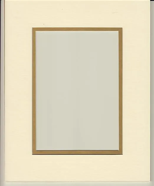 16x20 Cream & Gold Double Picture Mat, Bevel Cut for 11x14 Picture or Photo