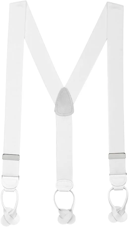 Solid Color Suspenders - 1.5-Inch Wide Elastic - Y-Back - Button - Many Colors & 4 Sizes Including Big & Tall