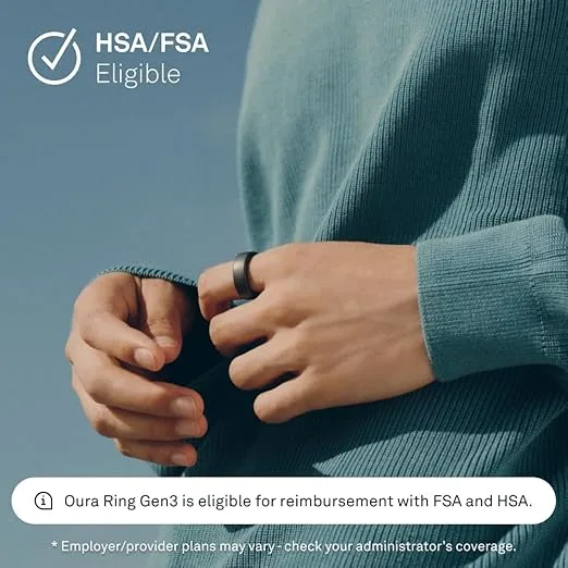 Oura Ring Gen3 Horizon - Stealth - Size 9 - Smart Ring - Size First with Oura Ring Gen3 Sizing Kit - Sleep Tracking Wearable - Heart Rate - Fitness Tracker - 5-7 Days Battery Life