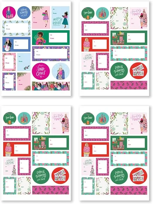 Rongrong Christmas Gift Tag Sticker Pack for Planners, Calendars and Journals – Premium Quality Hand Drawn Make Your Presents Stand Out – Scrapbook Accessories - 15 Sheets